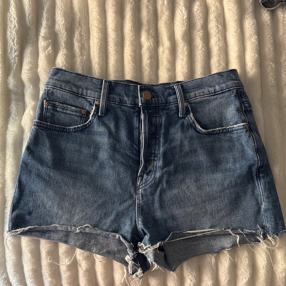 MOTHER Distressed Blue Jean Shorts